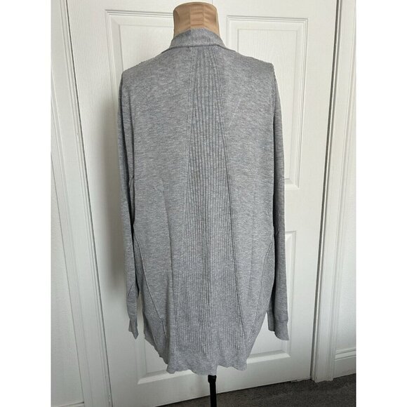 Love Ellie Stitch Fix Open Front Cardigan Sweater Gray Ribbed Details Size L - Picture 3 of 8